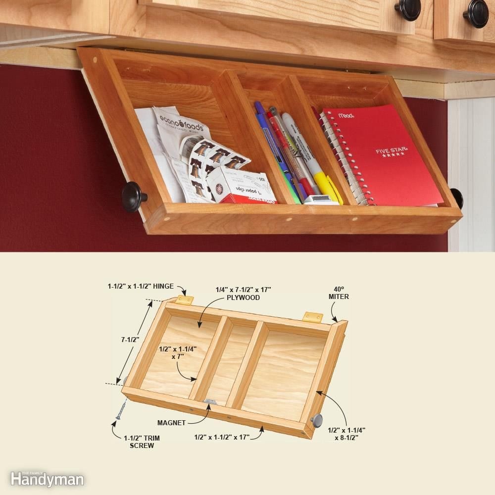 Cabinet Storage Organizers: Flip-Down Paper Tray
