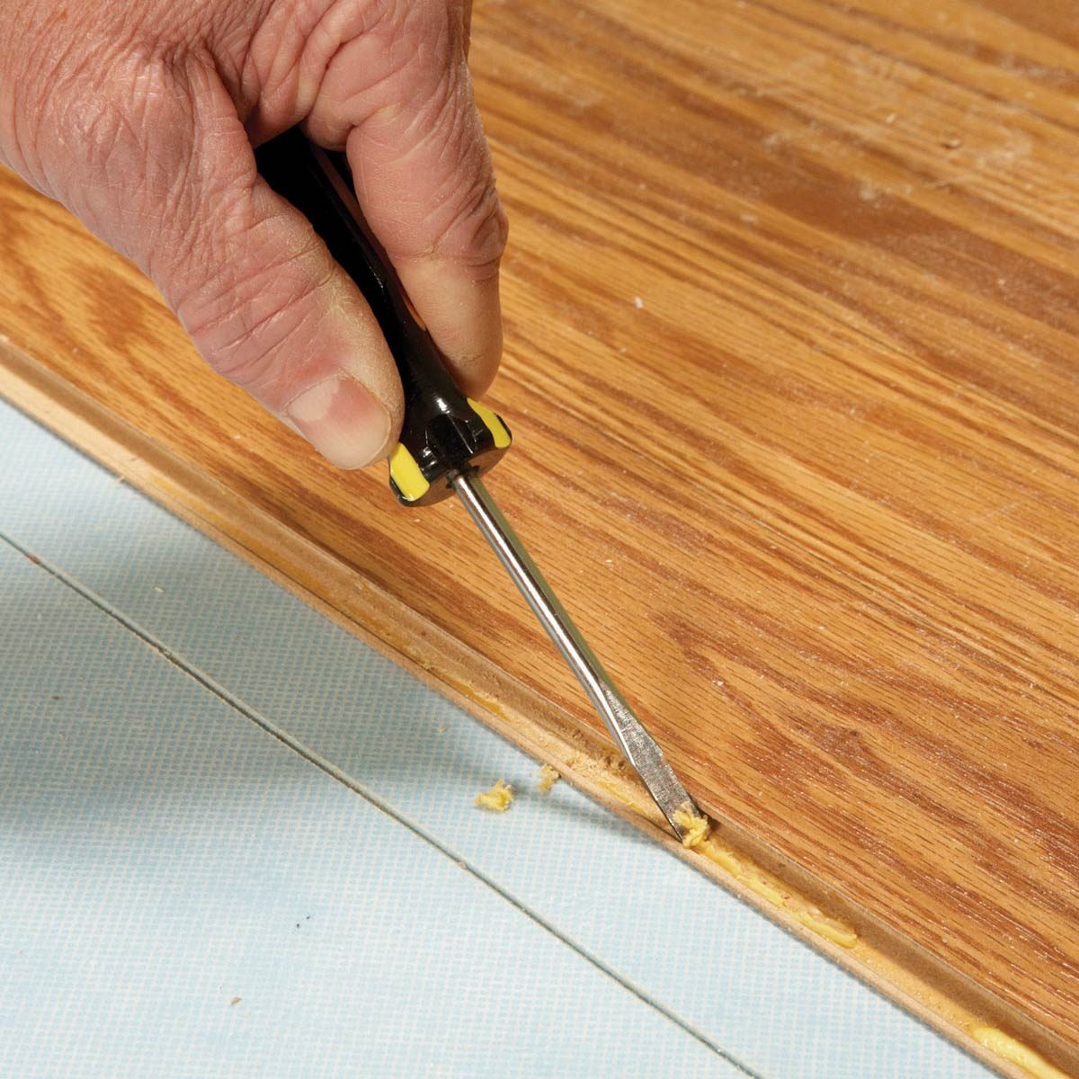 remove glue from planks