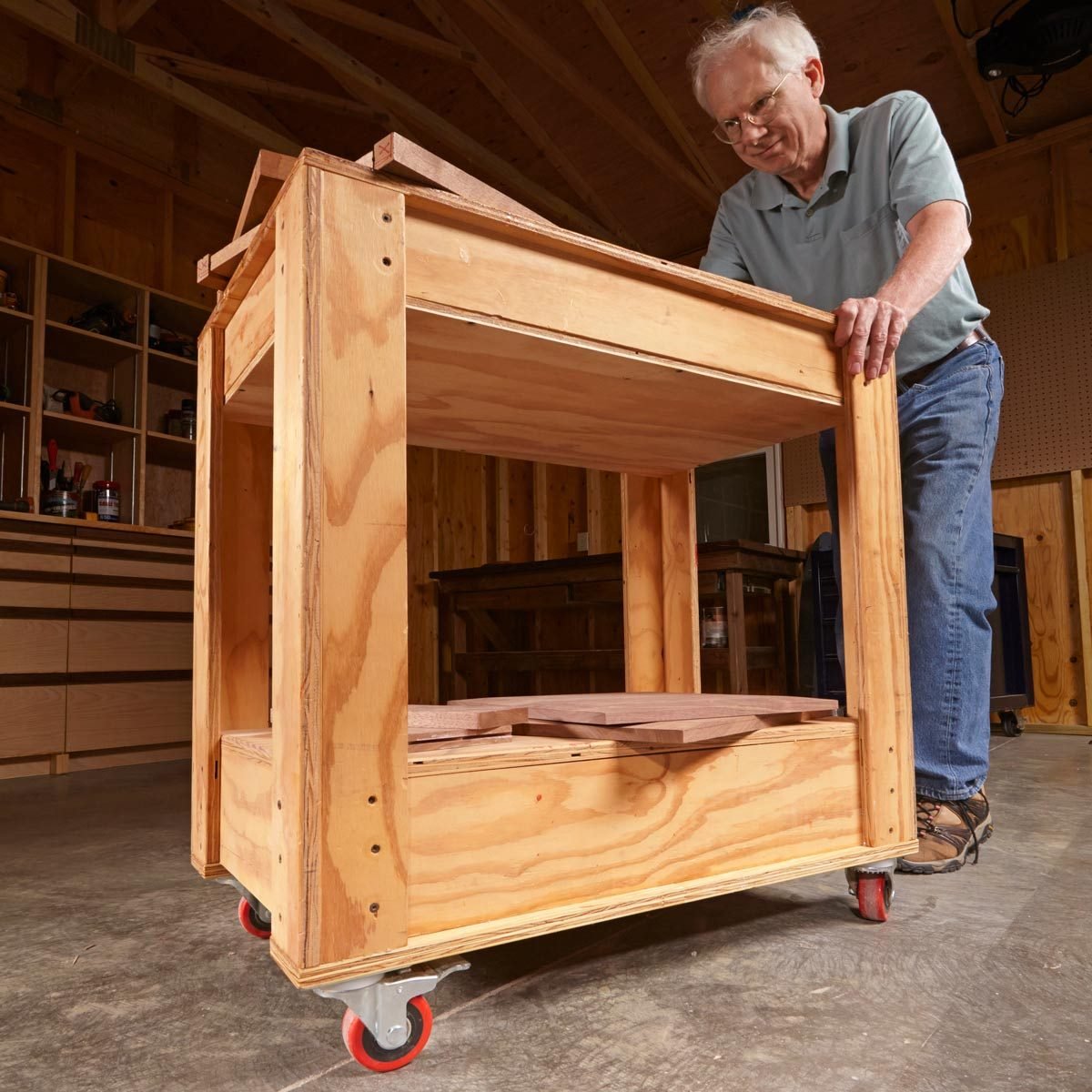 wooden work cart