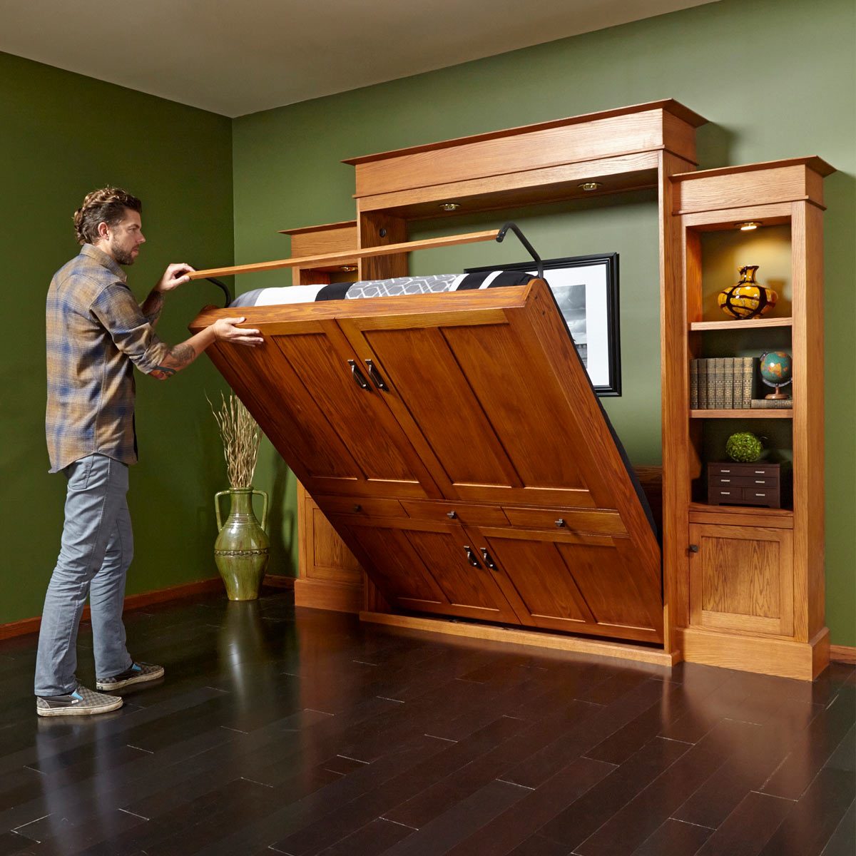 DIY Murphy Bed and Bookcase