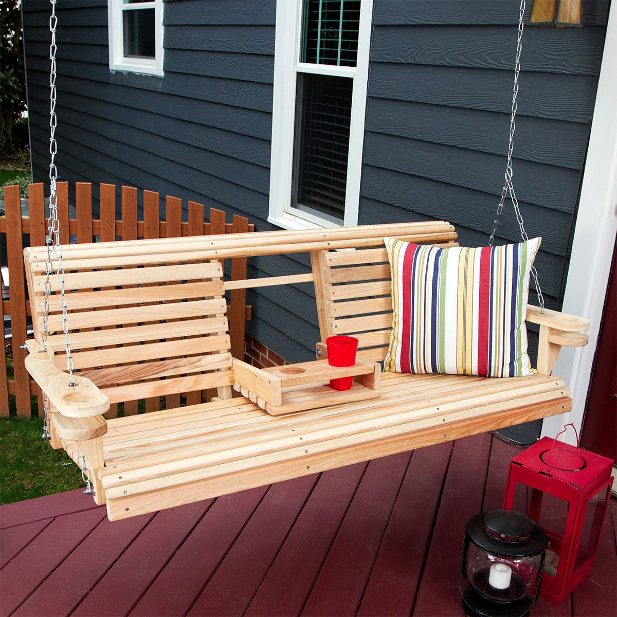 deck with porch swing