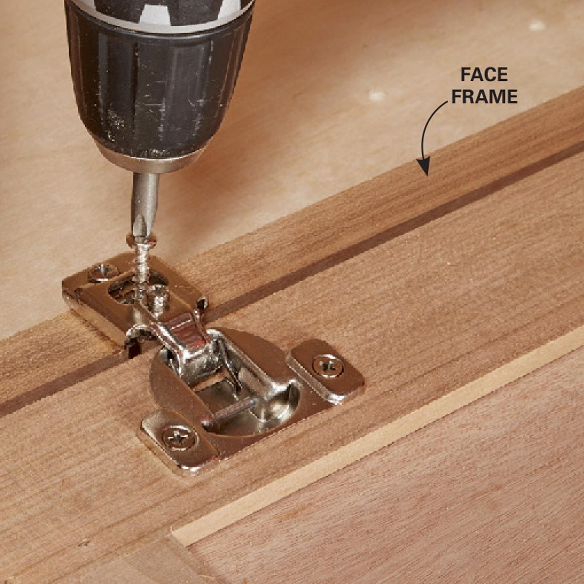 5. Face frame: Fasten the hinge