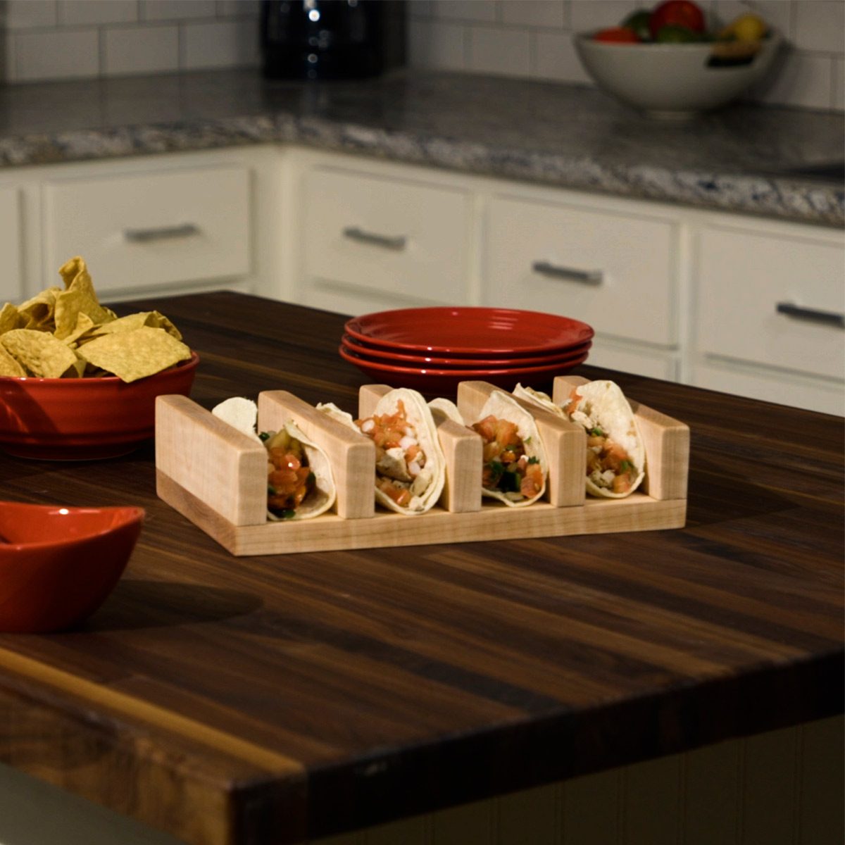 Wooden Sushi Tacos Holder Accessories for Kitchen Table Home