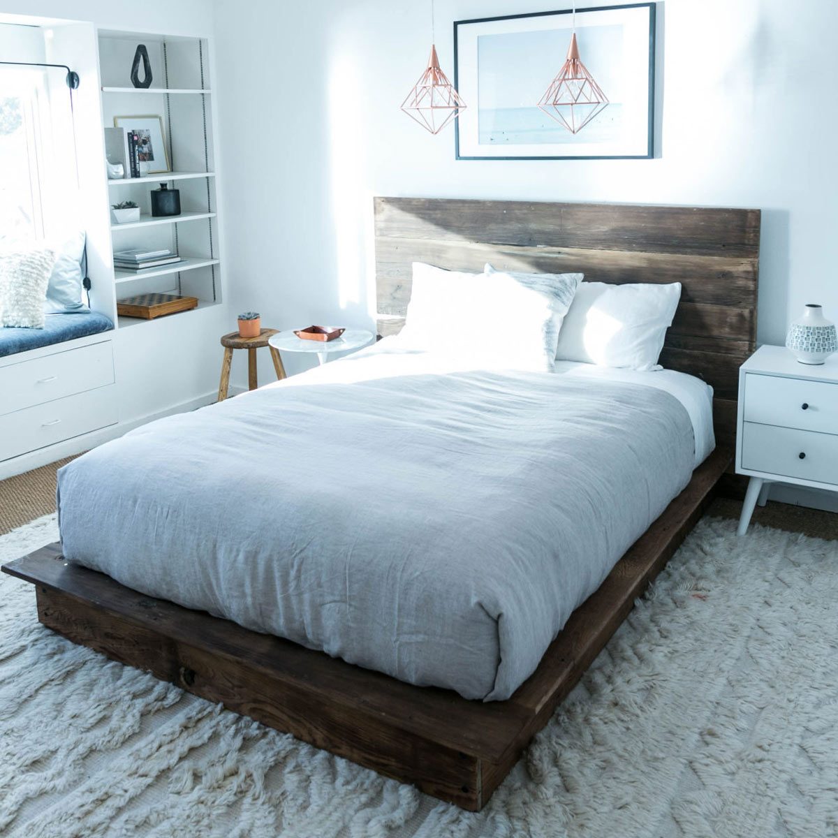 Simple wood deals platform bed frame