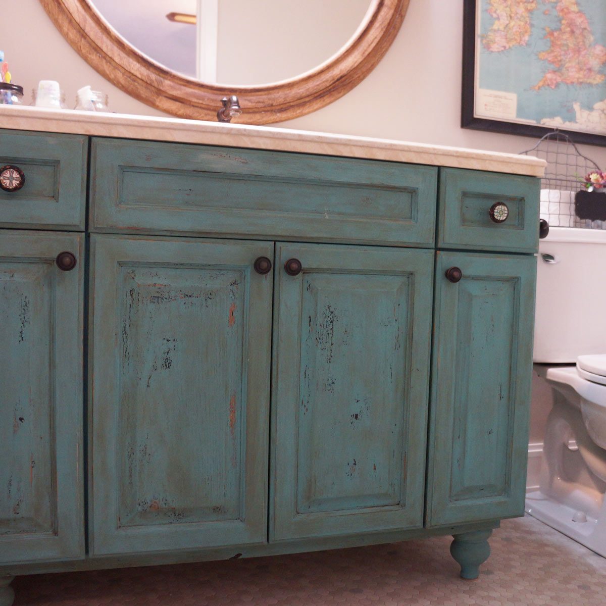 Bathroom vanity before and after