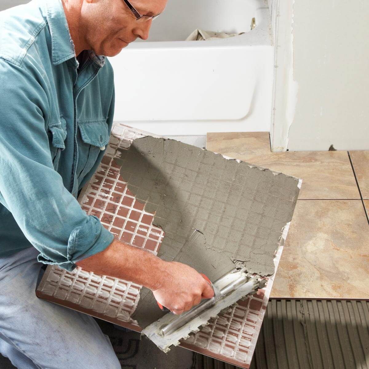 How to Lay Tile Install a Ceramic Tile Floor In the Bathroom (DIY)