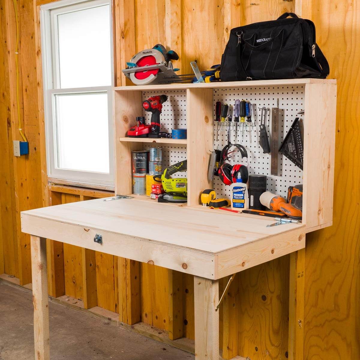 Como hacer un Banco de trabajo Plegable: Construya Fácil  Storage shed  organization, Garage work bench, Diy garage storage