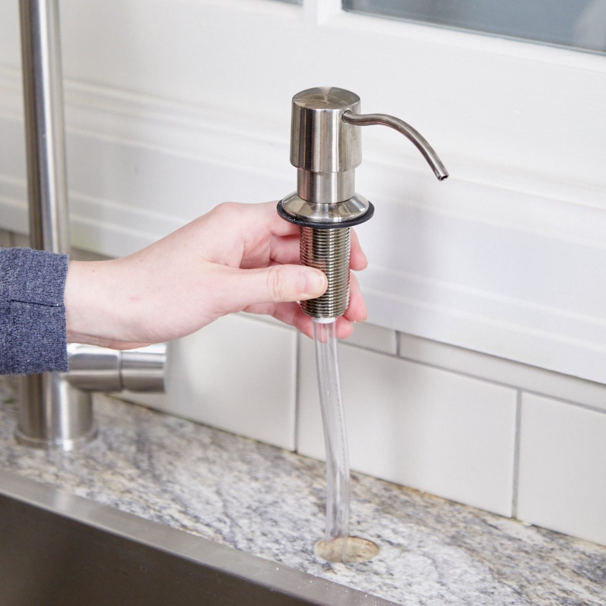 How to Install a Kitchen Sink Soap Dispenser - The Handyman's Daughter