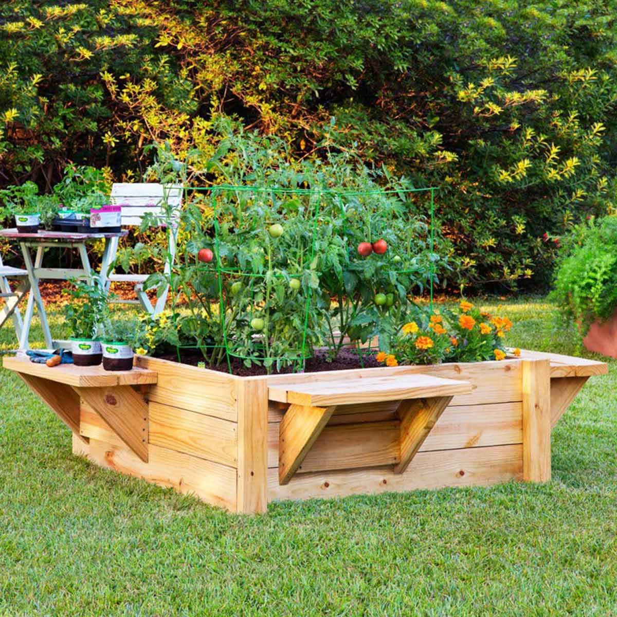 Self-Watering Elevated Cedar Planter Box, 2' x 4