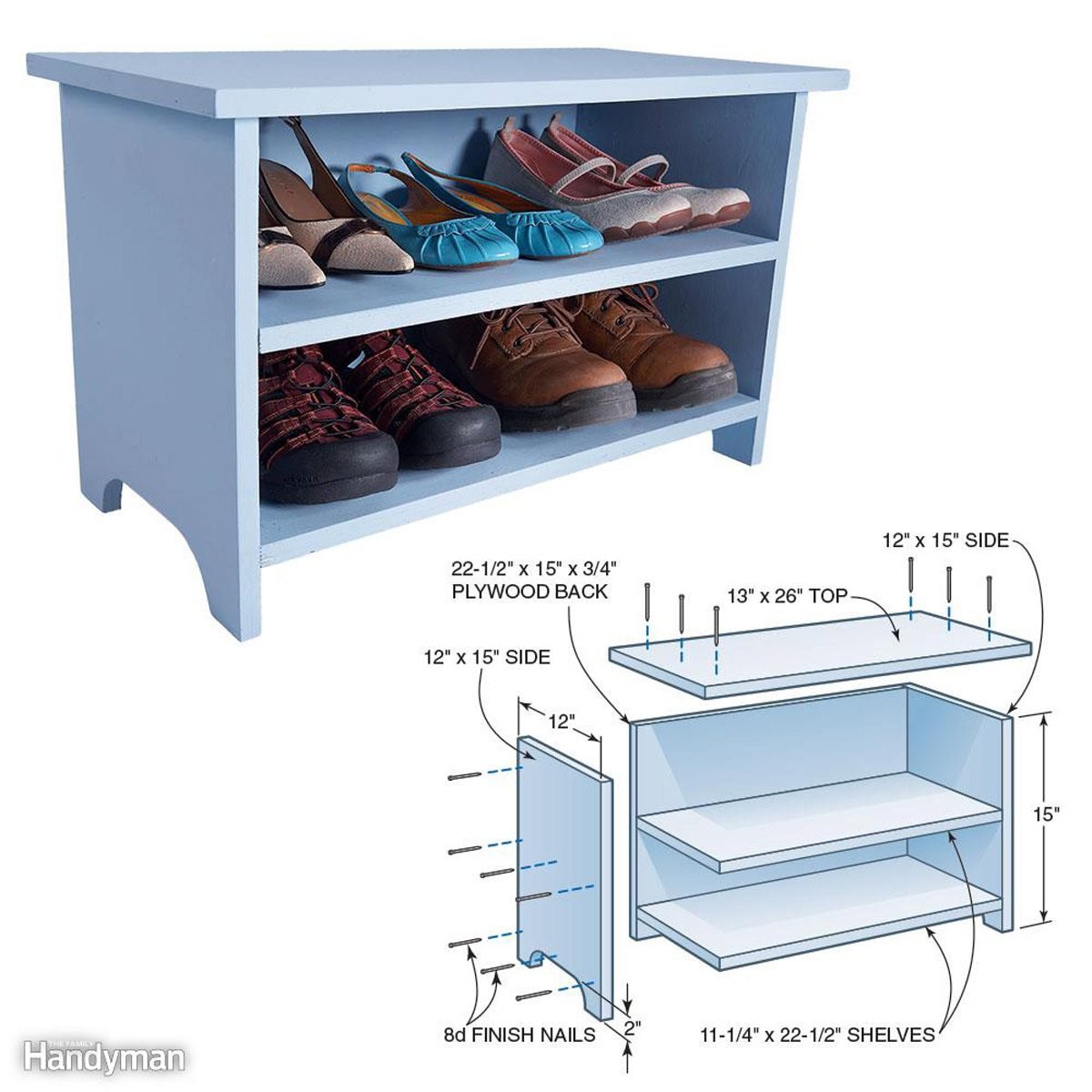 Diy Entryway Bench With Shoe Storage Family Handyman