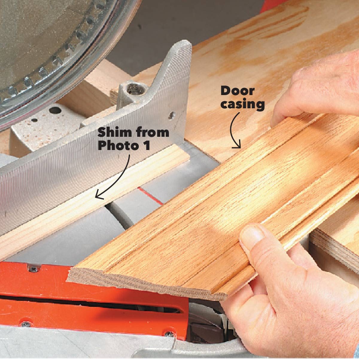 tilt trim with a shim miter door trim