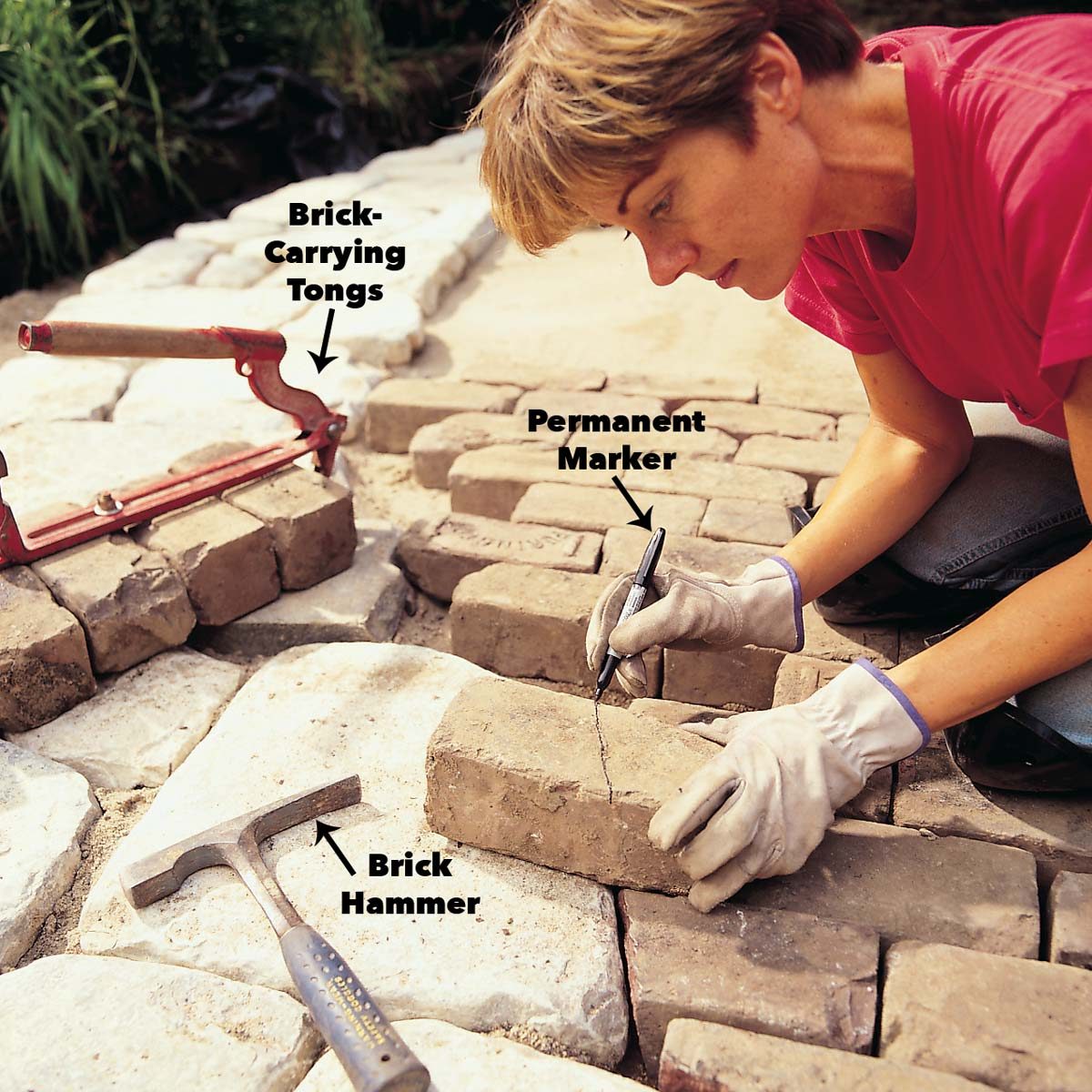 mark brick cutting line stone patio