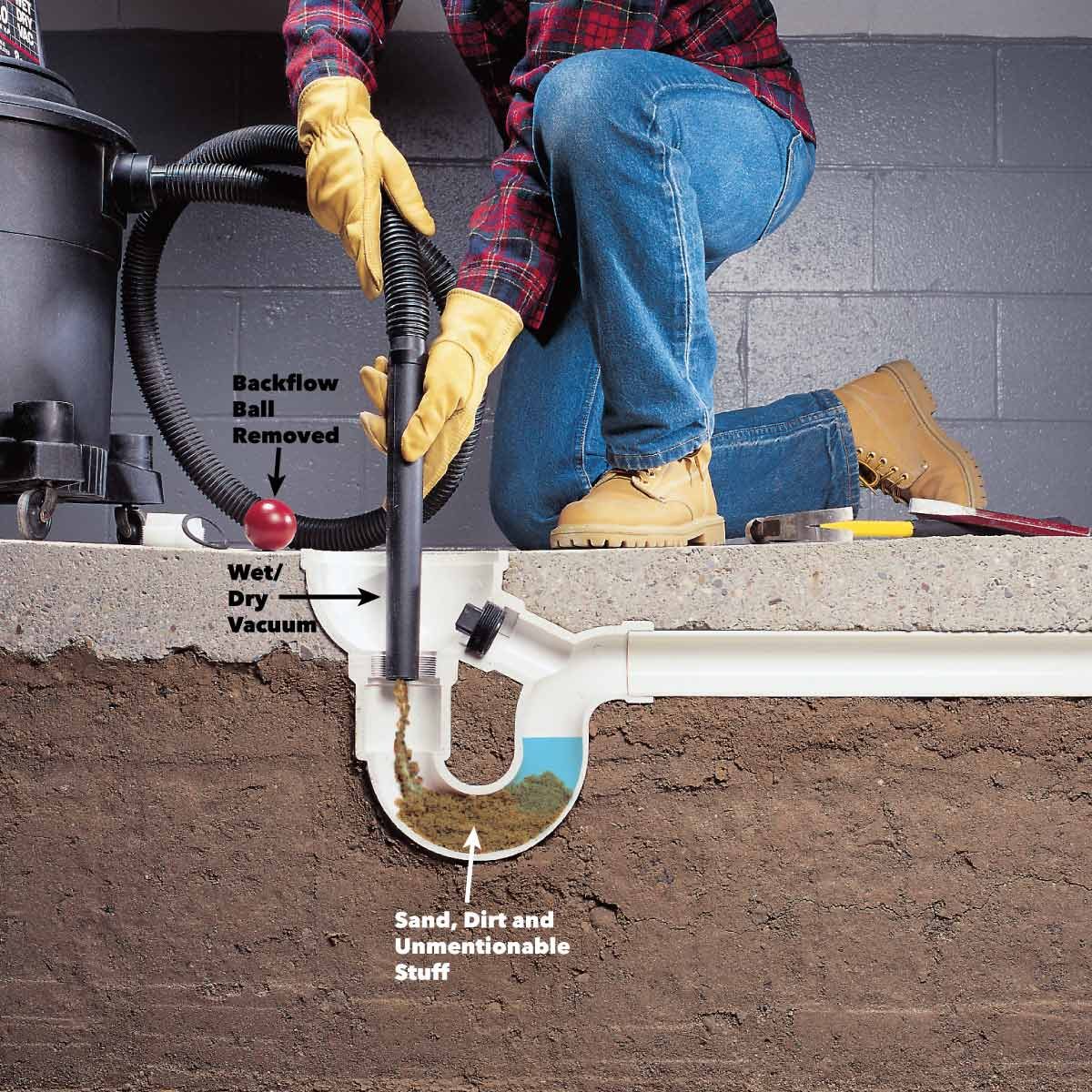 how to clean a floor drain