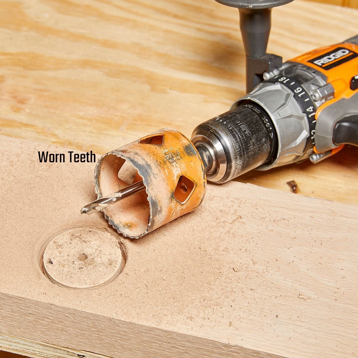 A hole saw with worn-out teeth | Construction Pro Tips