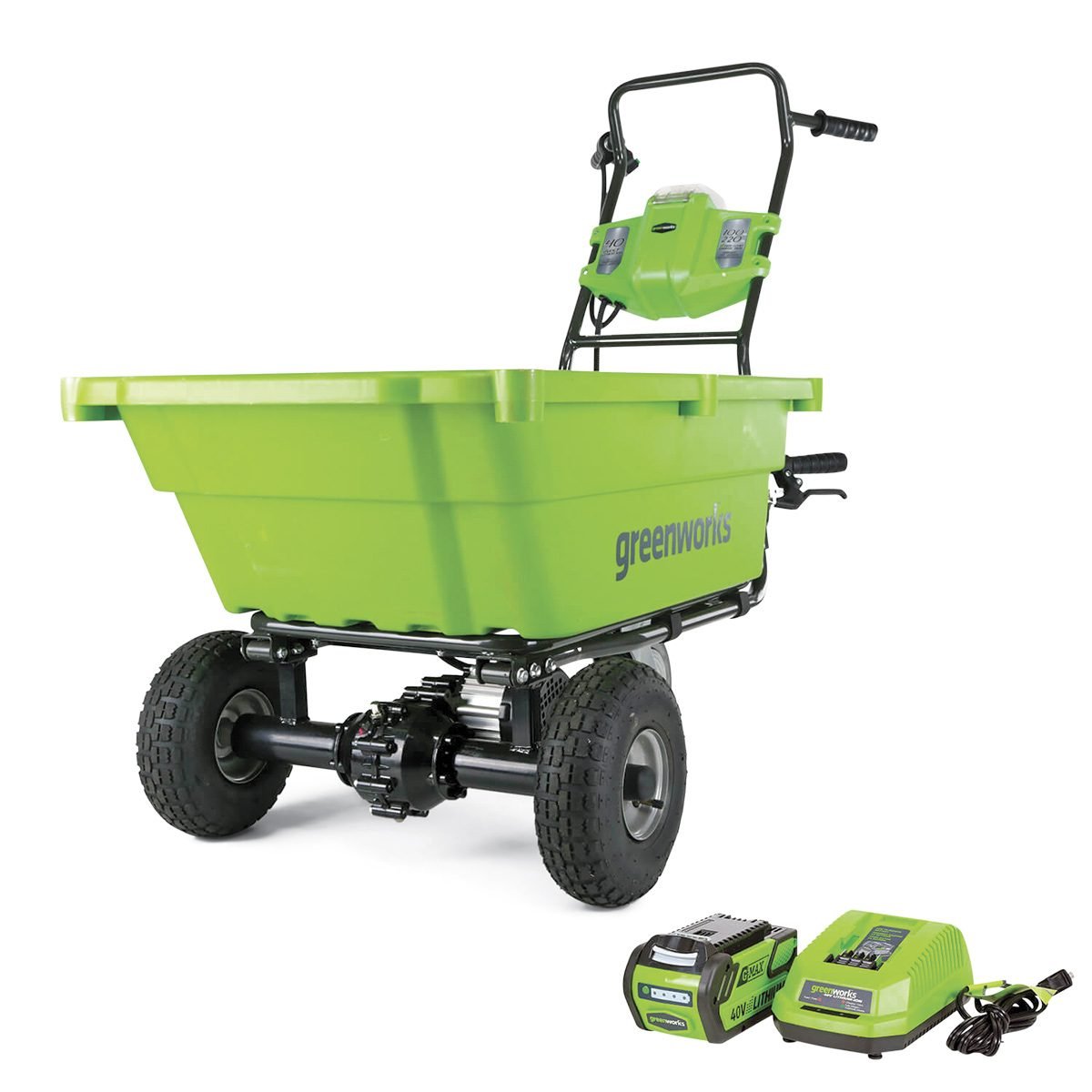 Greenworks self-propelled wheelbarrow