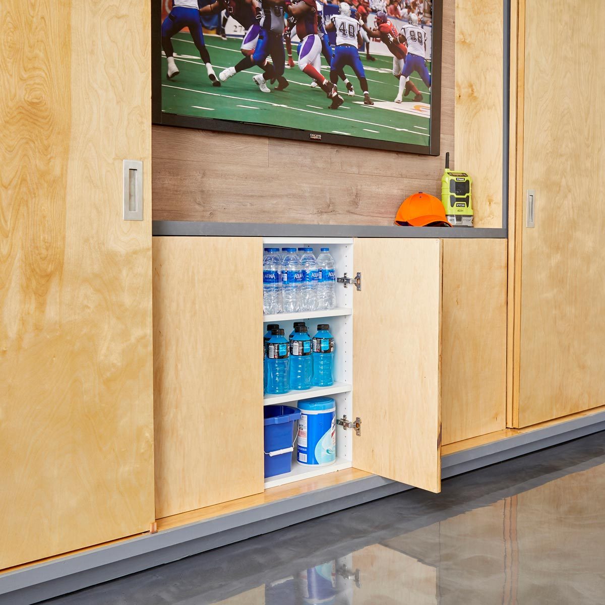 garage built-in entertainment center