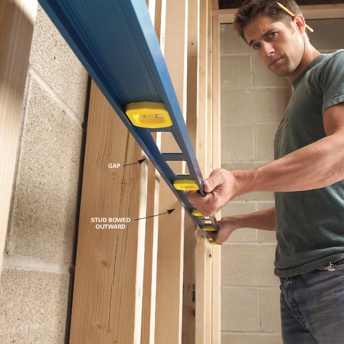 How To Straighten Bowed Stud Walls The Family Handyman