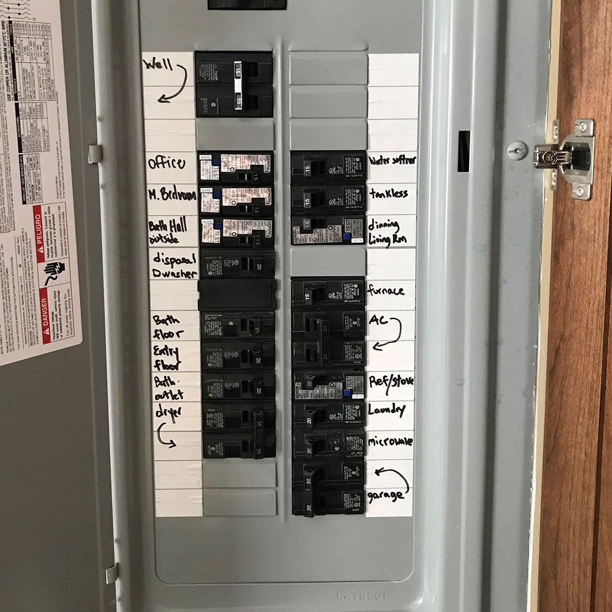 circuit breaker panel labels