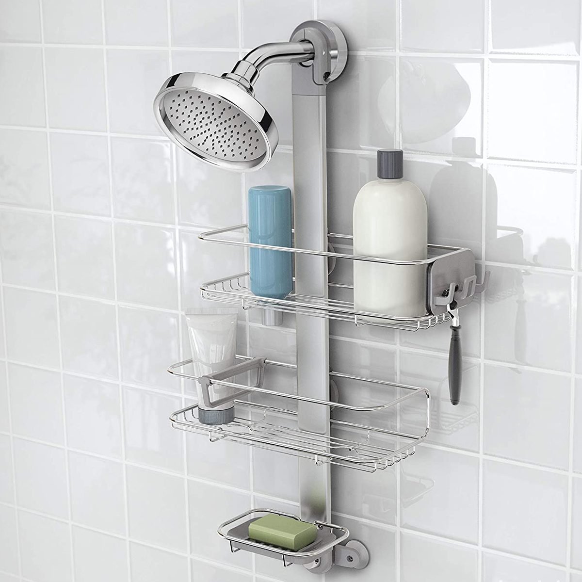 Do it yourself shower caddy. Materials: basket size and color your choice.  3M command damage free hang…