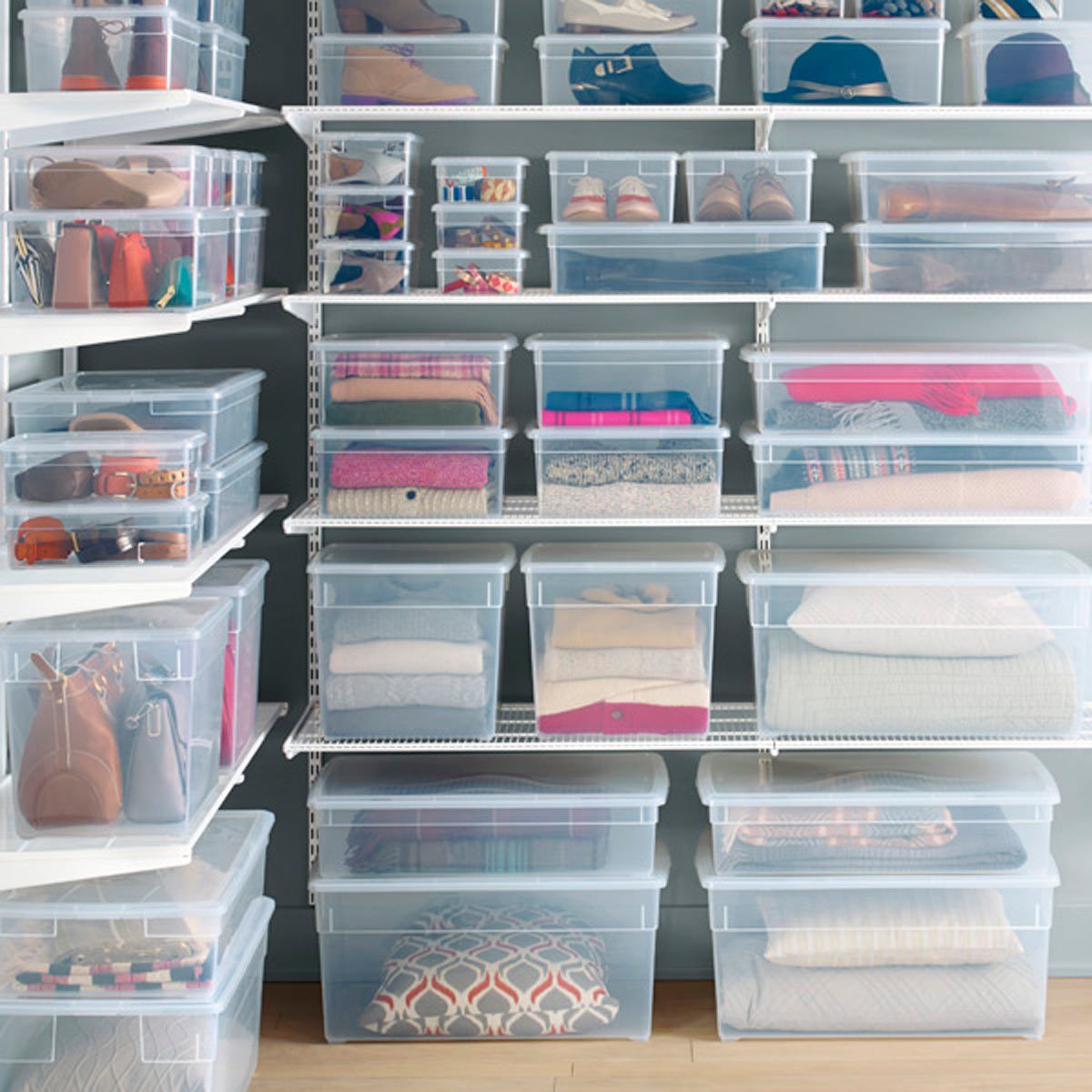 Clear bins make it super easy to organize the contents of your