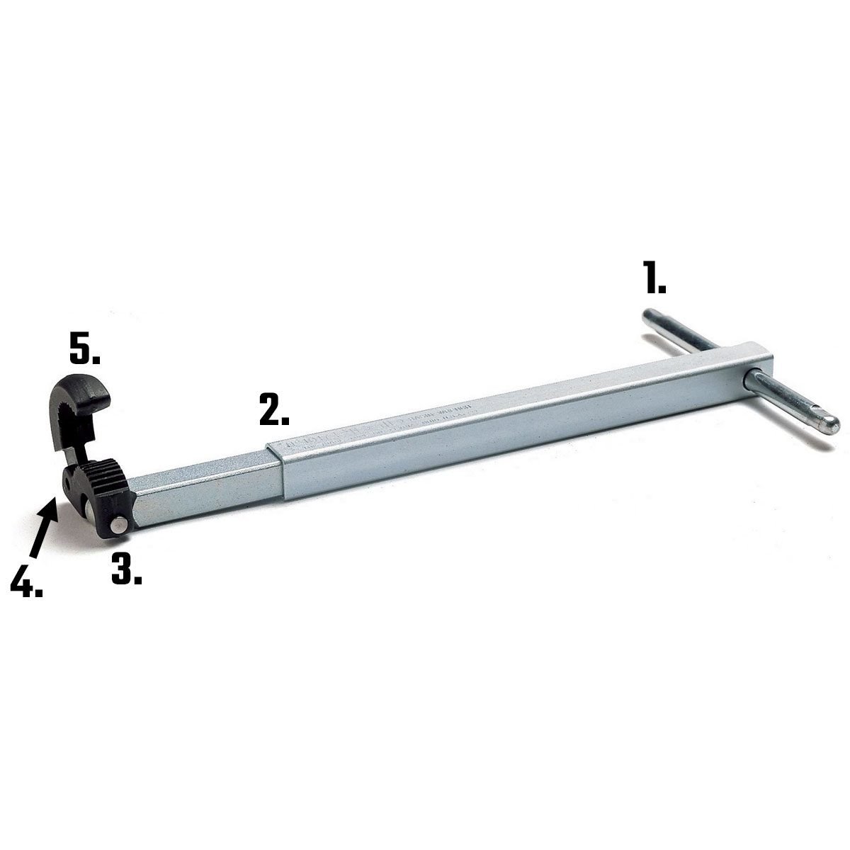 A basin wrench with labeled parts | Construction Pro Tips