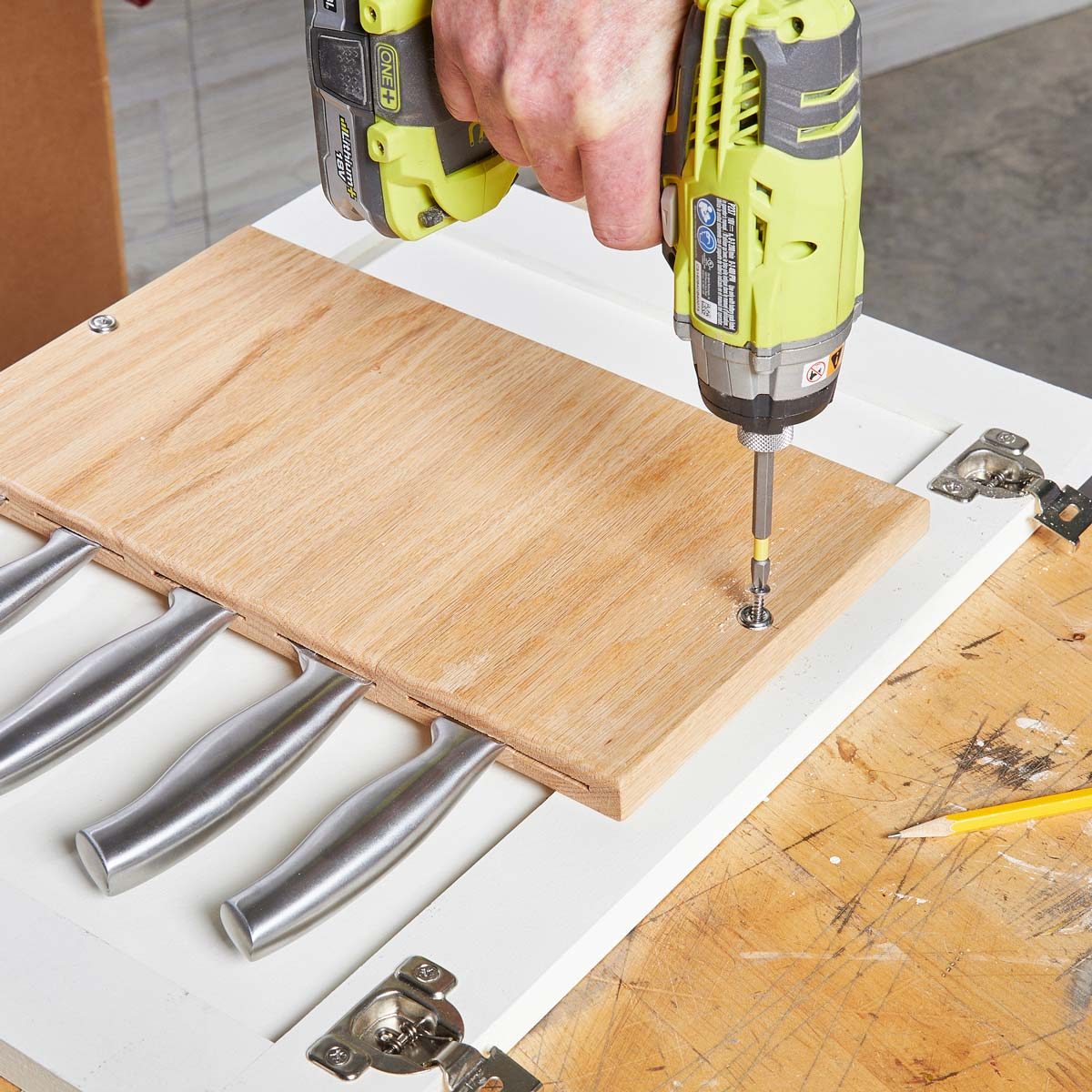 Under cabinet knife rack. : r/woodworking