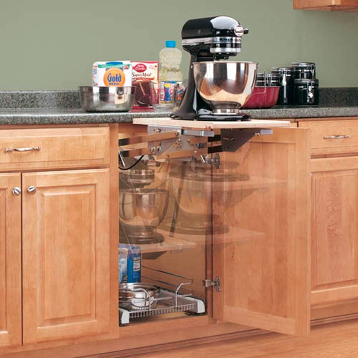 Kitchen Aid Mixer storage ideas. Hardware is about $90 on . Plus  you'll need a shelf for it to sit on, but this …