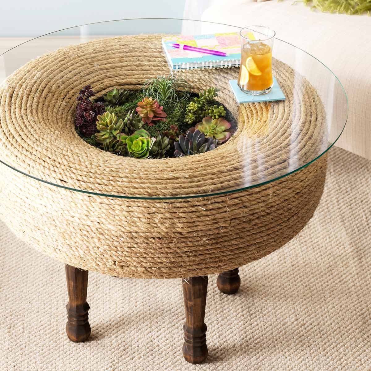 Terrarium Twist: How to Turn an Old Tire Into a Planter Table