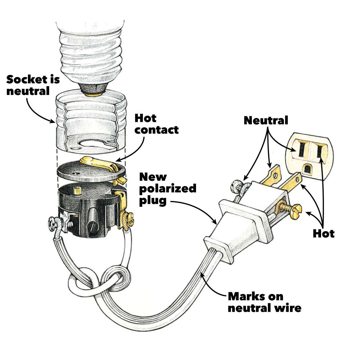 Wiring a Plug: Replacing a Plug and Rewiring Electronics ... three wire pull chain switch wiring diagram 