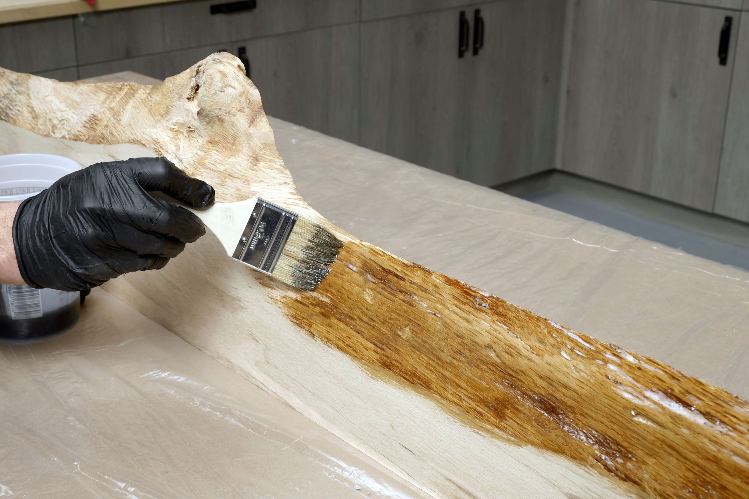 Apply Fast Drying Epoxy Resin To Live Edges And Holes