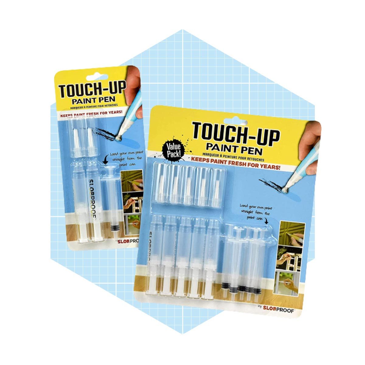 Slobproof Refillable Touch-Up Paint Pen and Replacement Brush Tips Bundle,  Precision Small Paint Brushes for Touch-Ups on Walls, Wood, and More
