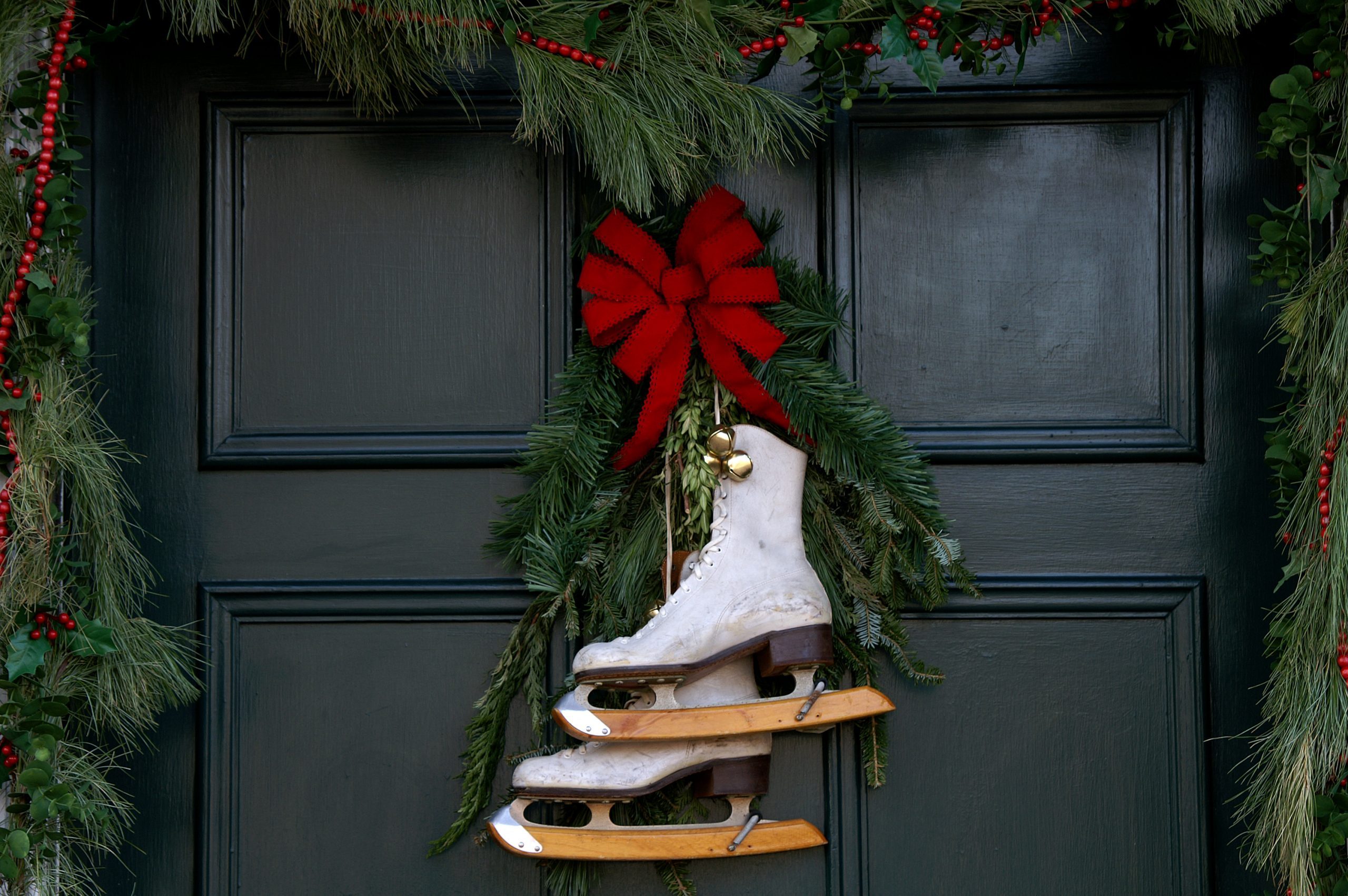 Christmas Door with Ice Skates