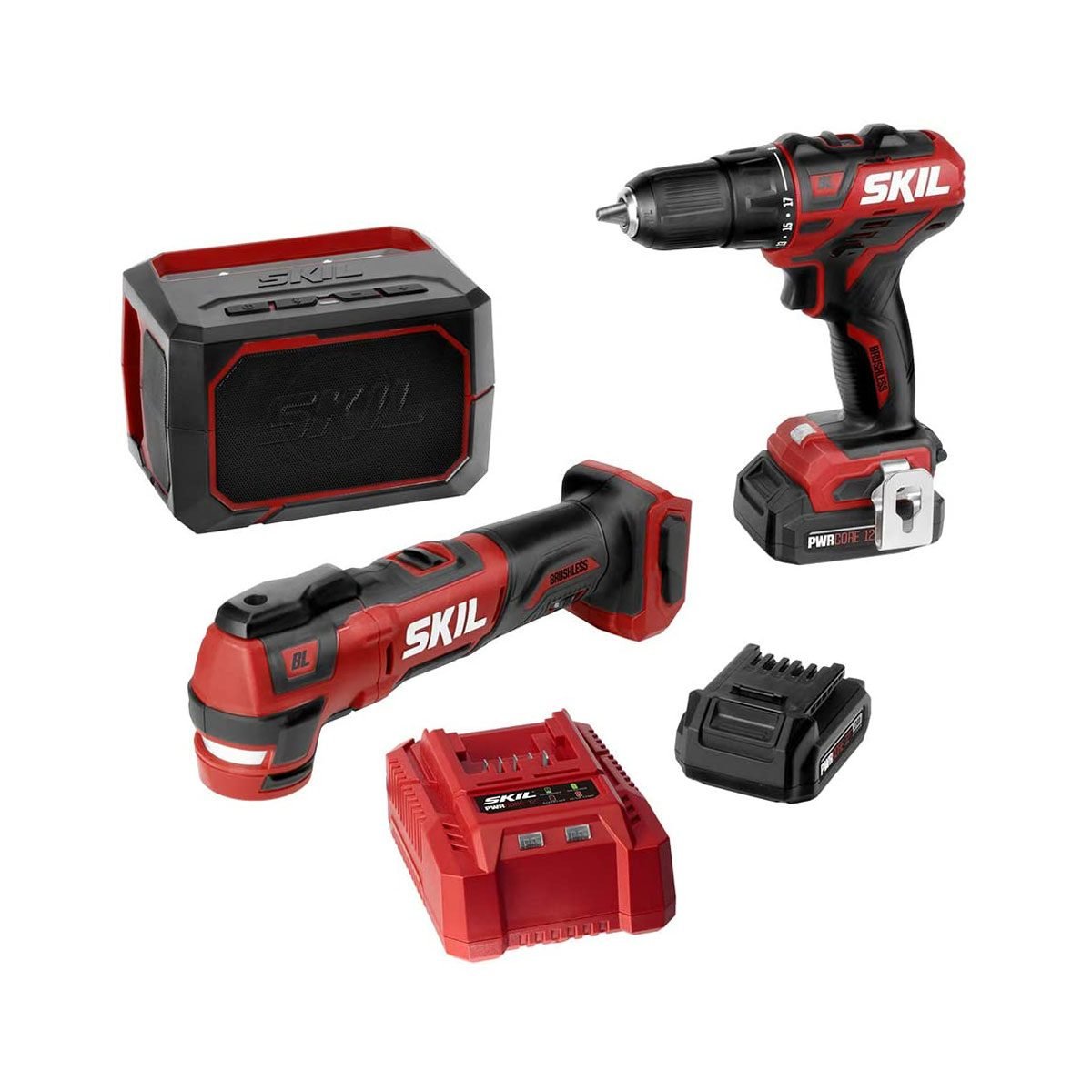 SKIL PWR CORE 12 2-Tool 12-volt Brushless Power Tool Combo Kit Case (2 Li-ion  Batteries Included And Charger Included) In The Power Tool Combo Kits  Department At