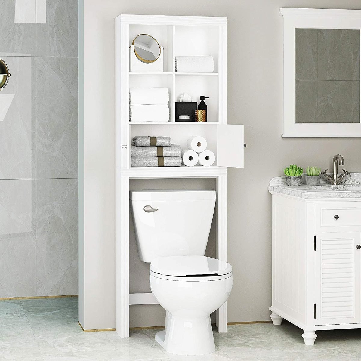 DECOMIL - Small Bathroom Storage Cabinet, Bathroom Storage Organizer |Storage Shelf, Toilet Paper Organizer, Towel Storage