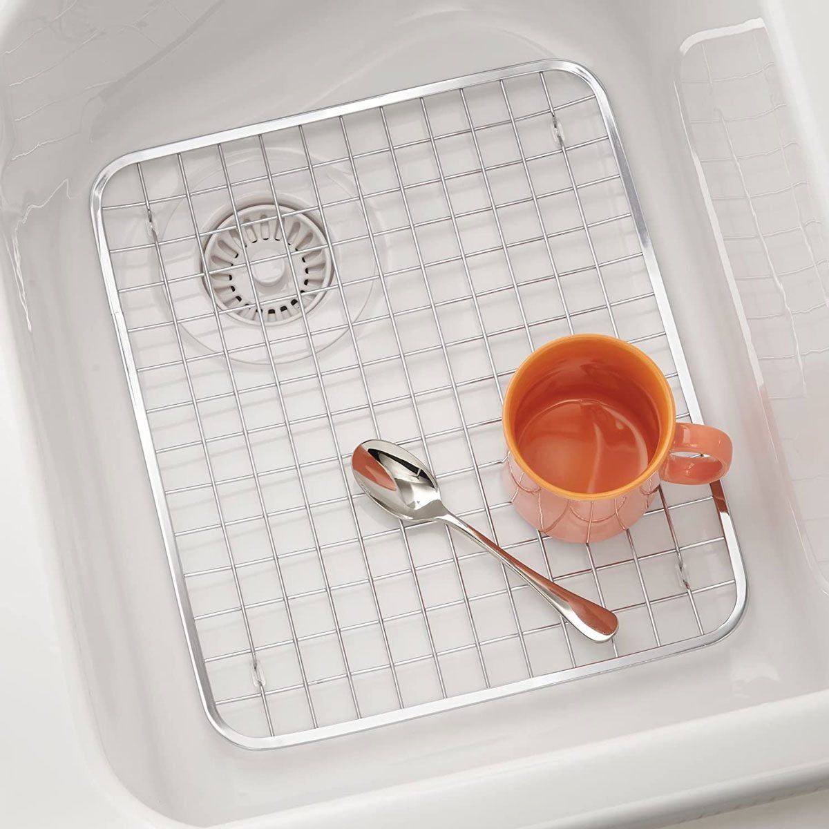 iDesign Euro Kitchen Sink Mat, White PVC, 11 x 12.5 In.