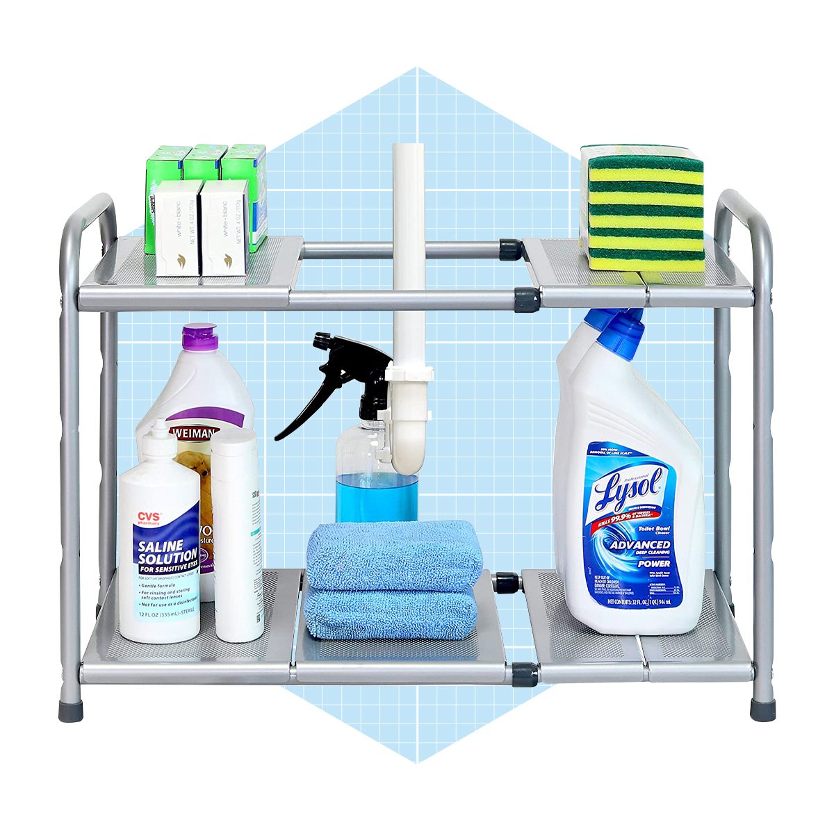 SimpleHouseware Under Sink 2-Tier Expandable Shelf Organizer Rack