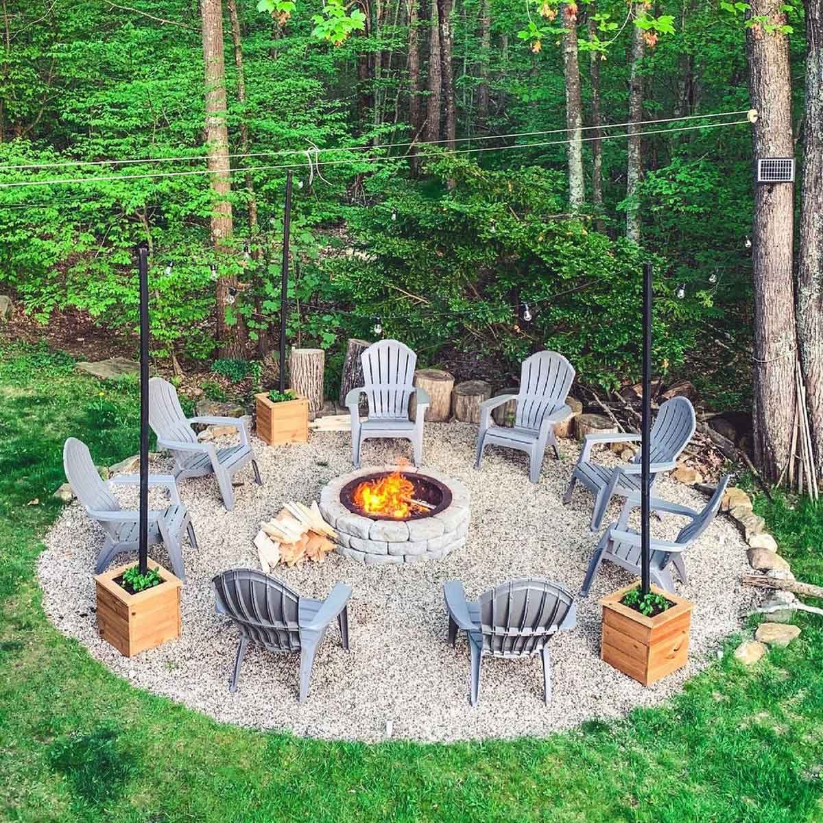 Sale > plastic chairs around fire pit > in stock