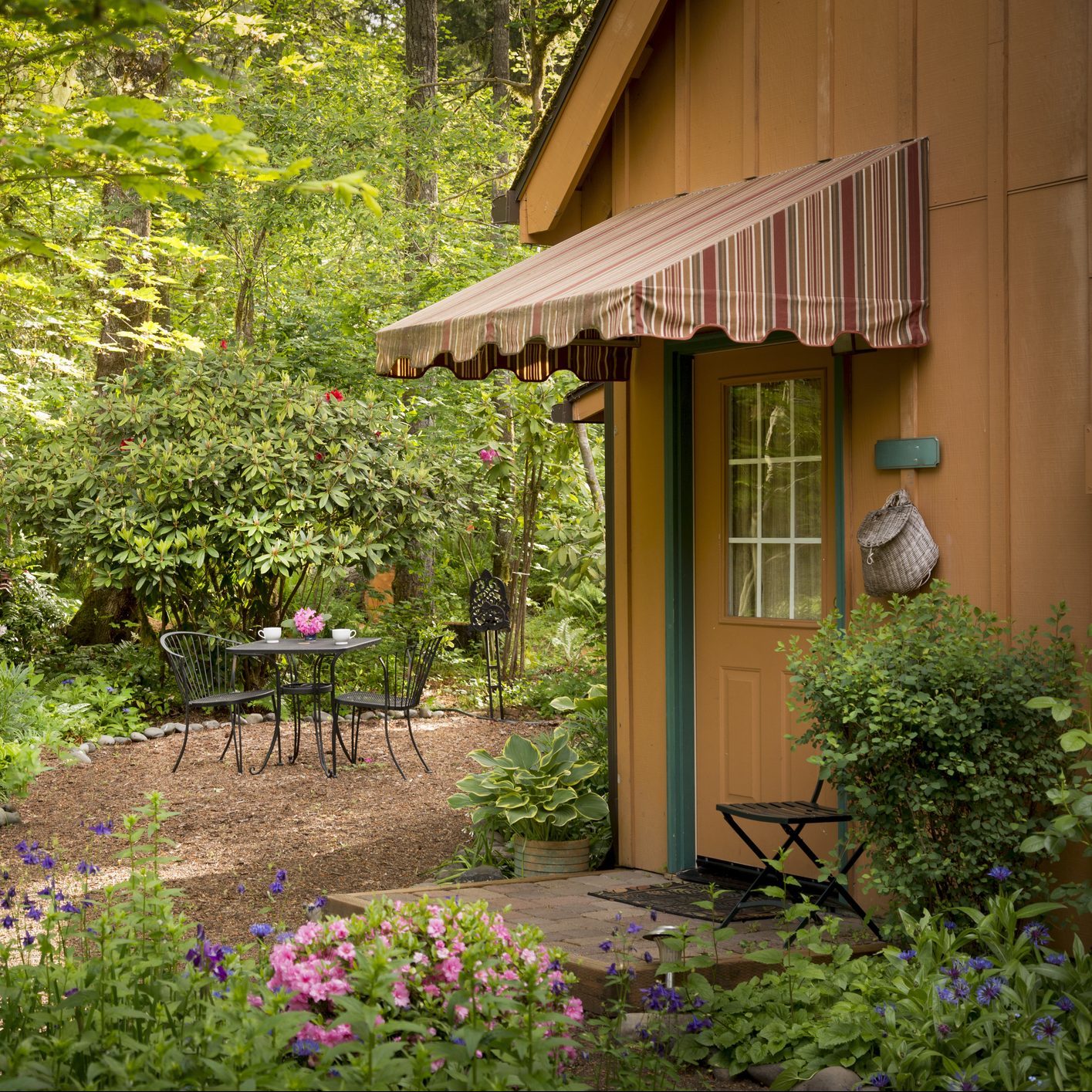 awning on the back door of a house