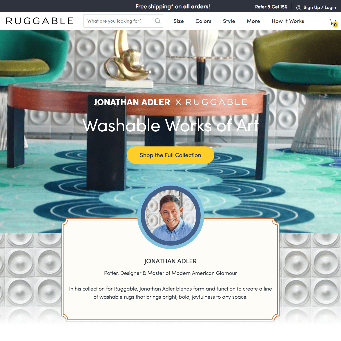 Jonathan Adler X Ruggable website