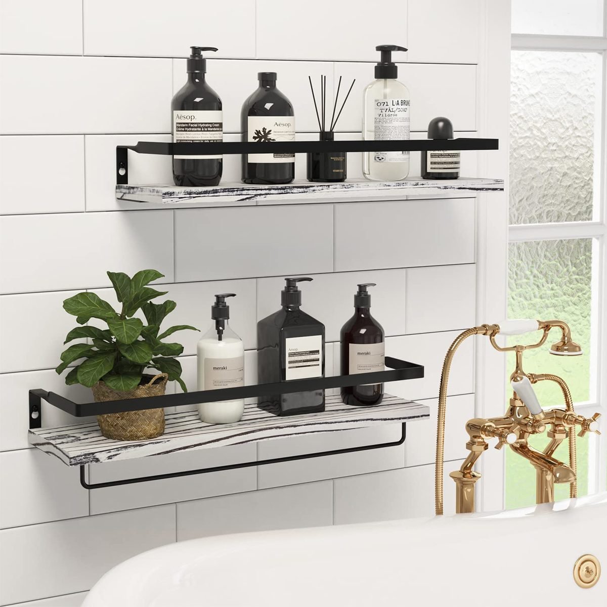 KINCMAX Shower Caddy Bathroom Shelf, No Drilling Traceless