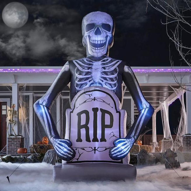 Inflatable Photorealistic Skeleton with a Tombstone