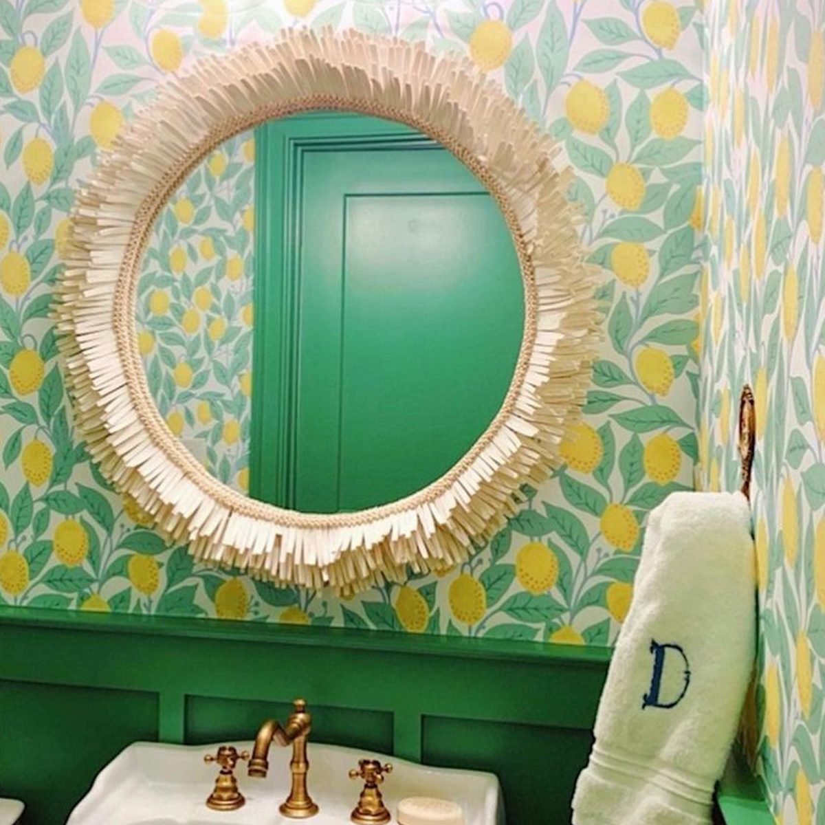 Lemon Wallpaper In Half Bathroom