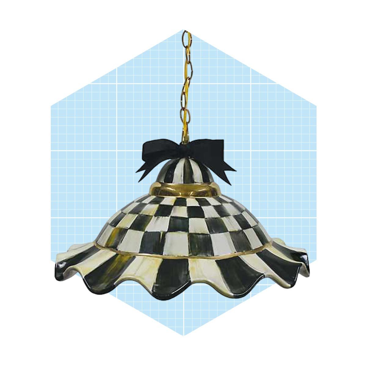 Mackenzie Childs Court Check Fluted Hanging Lamp