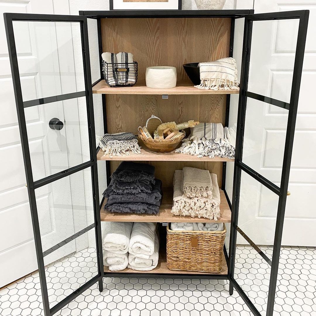 Metal storage cabinet for the bathroom