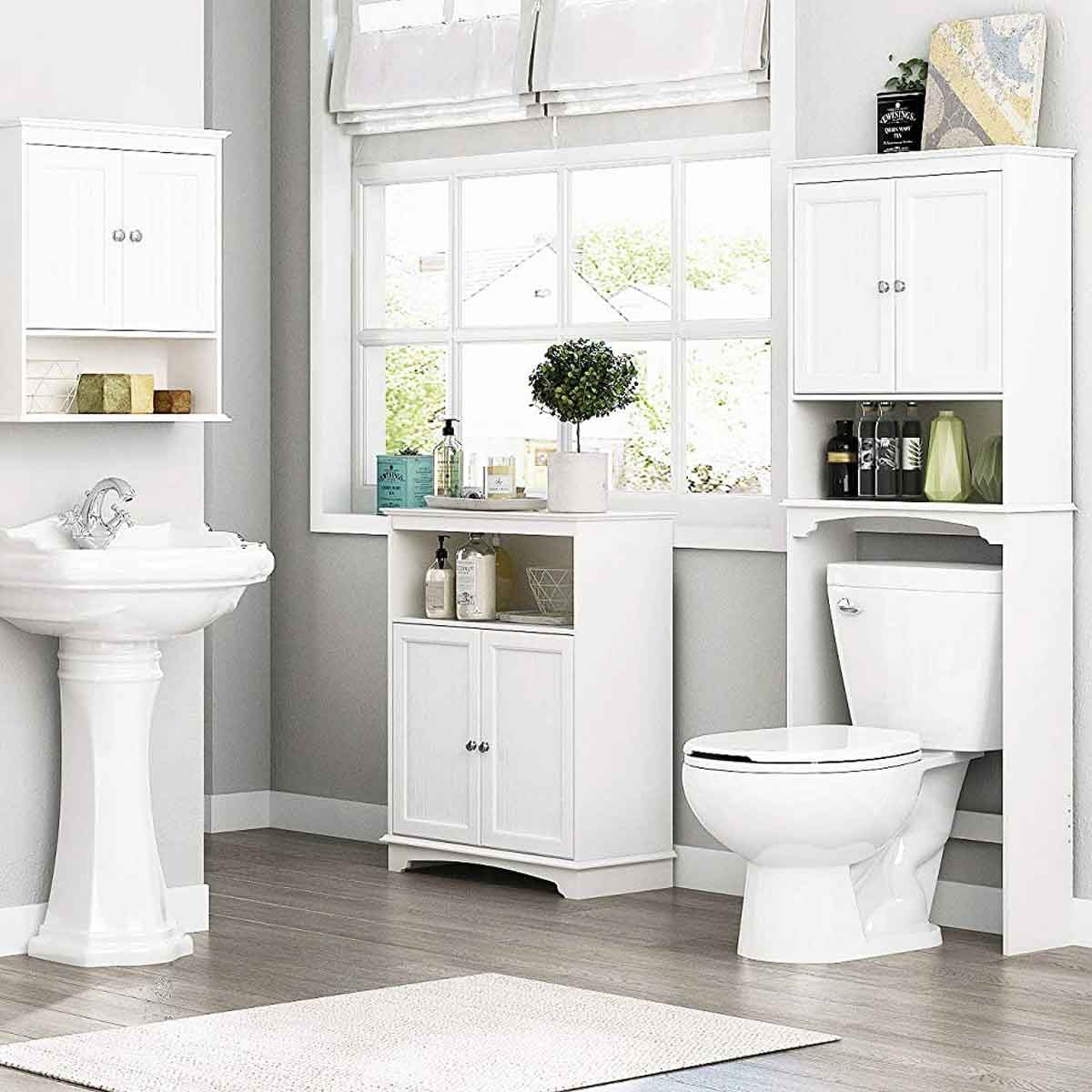 Spirich Home Bathroom Shelf Over The Toilet with 4 Cubbies