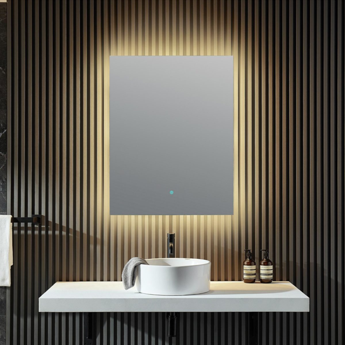 Anzzi Stellar Frameless Rectangular Led Bathroom Mirror With Bluetooth