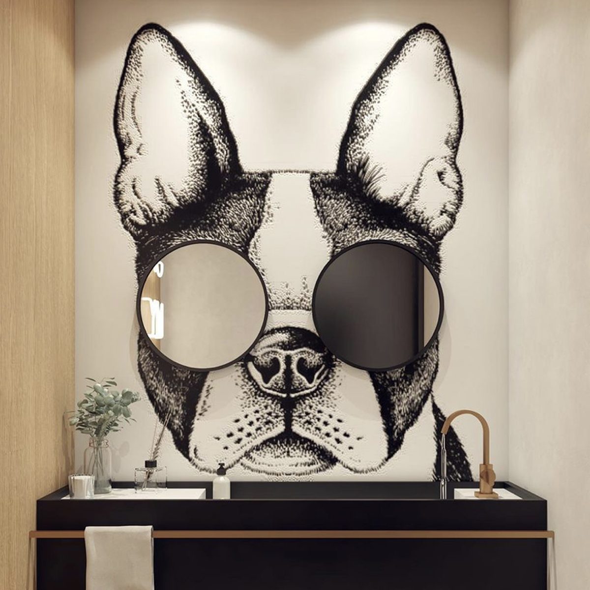 Dog Mural Bathroom Mirror Courtesy Premazzifavoritointeriores Instagram