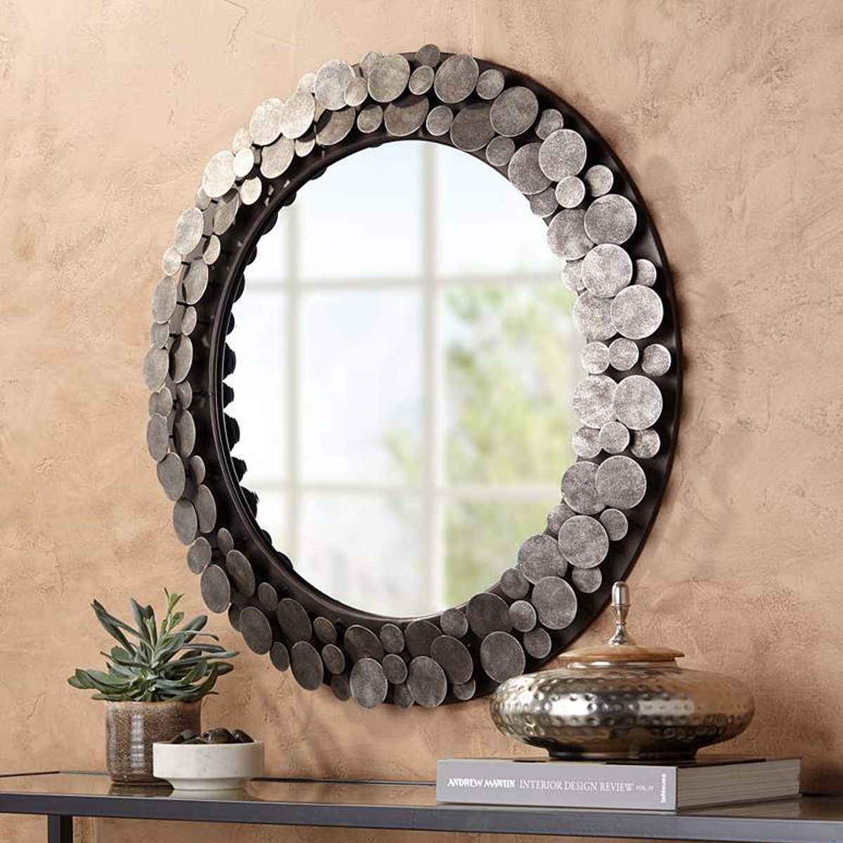 Uttermost Rolin Round Staggered Nail Head Mirror