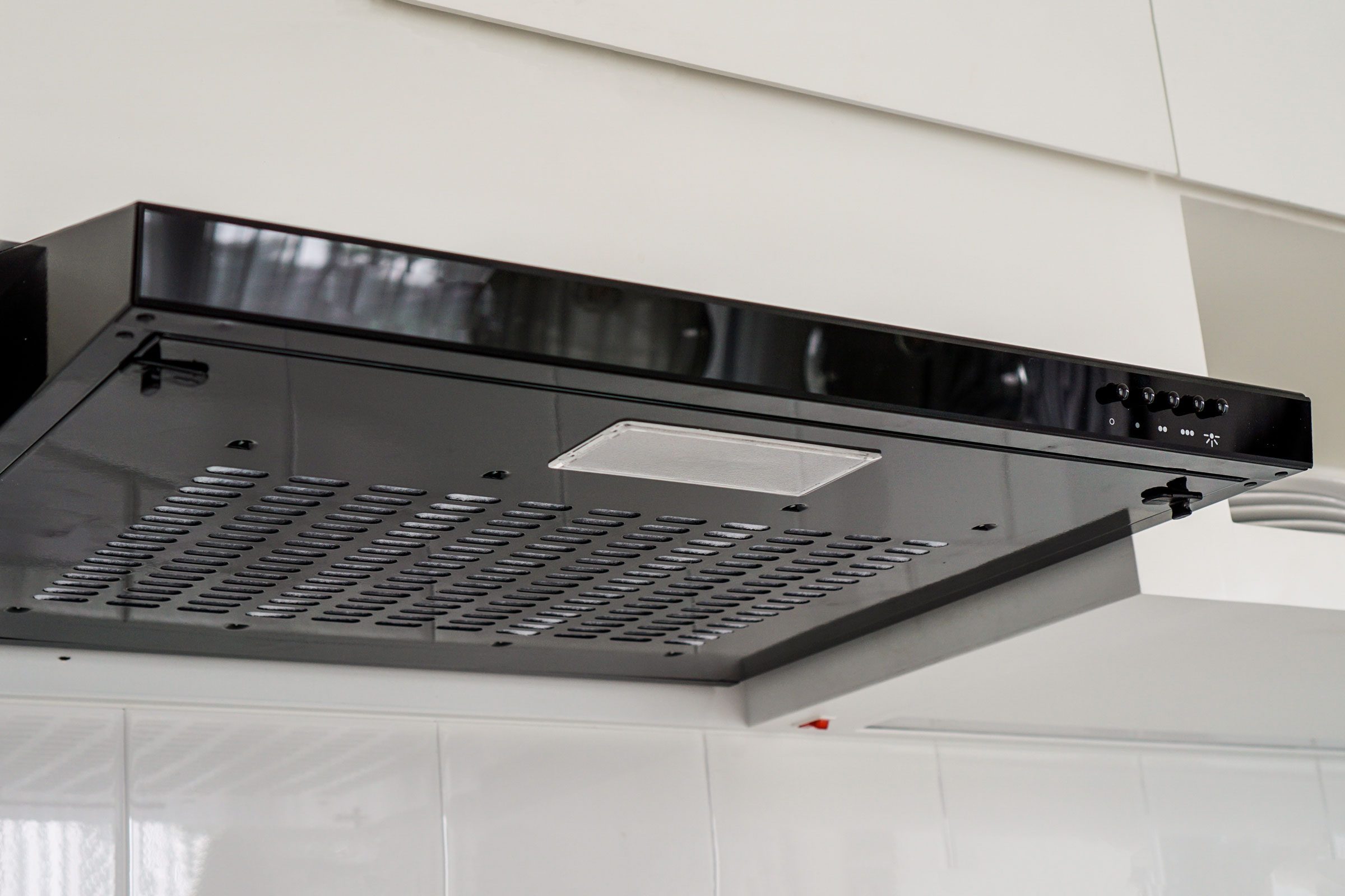 Black vented range Hood