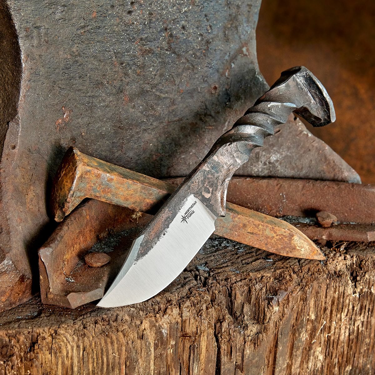 Railroad spike knives - Fire & Brimstone Forge